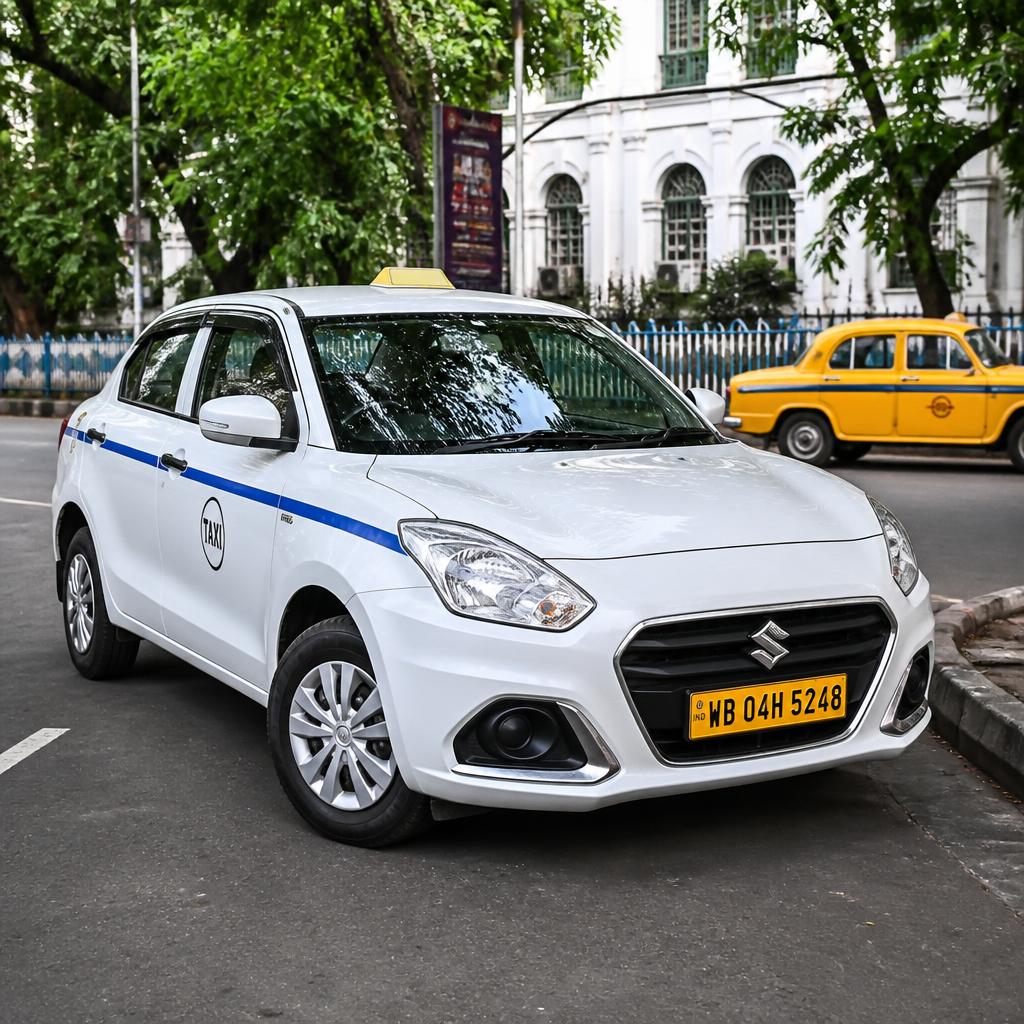 Professional Kolkata taxi driver with Swift Dzire